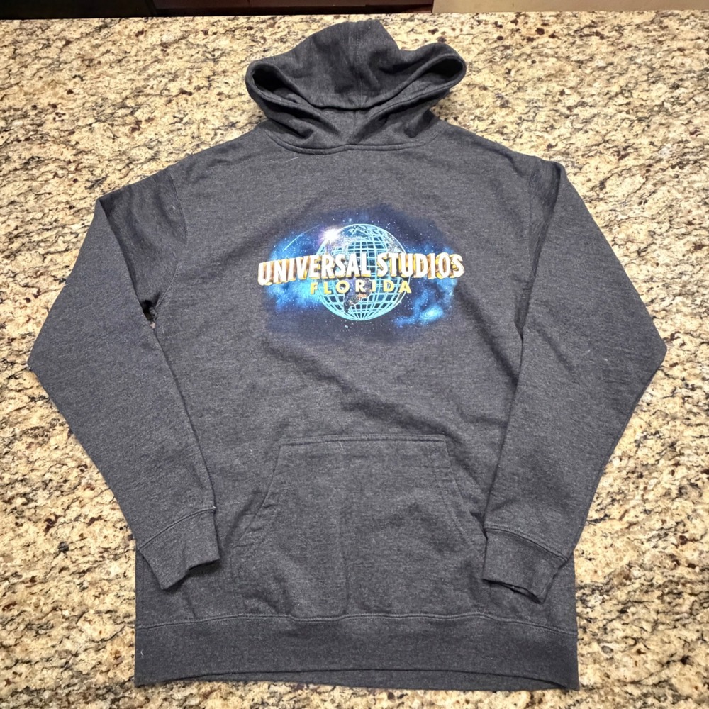 Universal Studios Florida Hoodie‎ Youth XL Charcoal Gray Globe Logo Sweatshirt